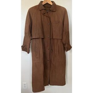 Adventure Bound Originals Thinsulate Brown Wisons Leather Duster Trench Coat XL